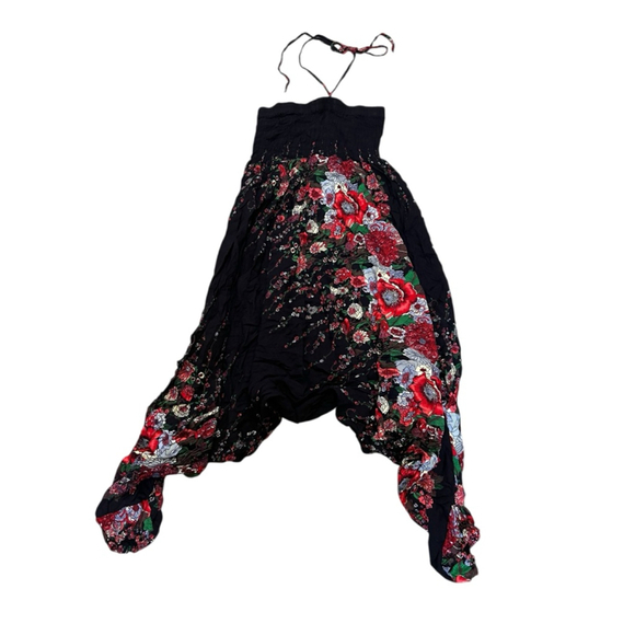 Unbranded Pants - Women's Unbranded Floral Kerchief Dress S/M Black Red Halter or Strapless